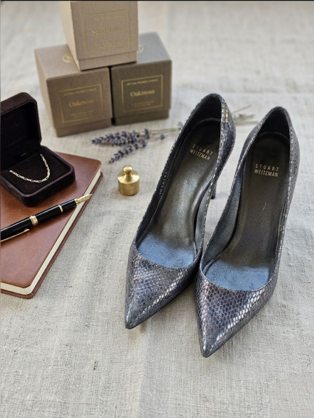 Stuart Weitzman Gray Metallic Pumps, 8M